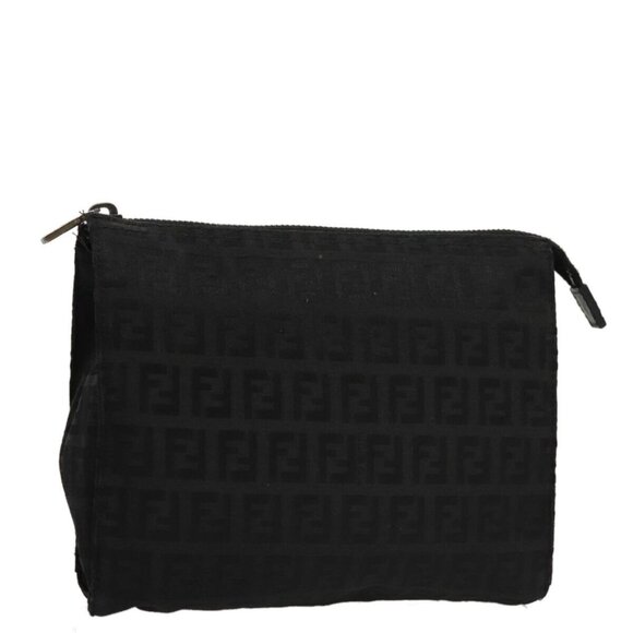 FENDI Zucchino Canvas Pouch Black Auth - Picture 1 of 16